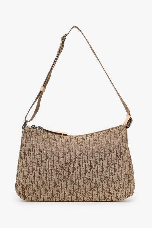 Christian Dior 2004 Beige Oblique Canvas Trotter Pochette Shoulder Bag