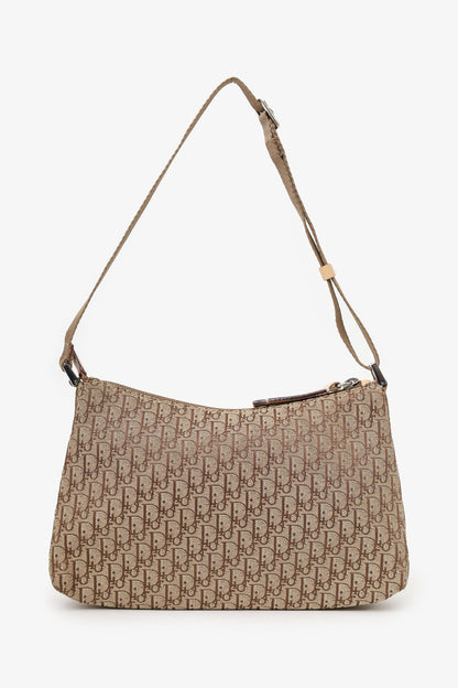 Christian Dior 2004 Beige Oblique Canvas Trotter Pochette Shoulder Bag