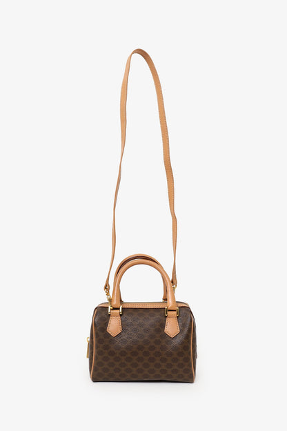 Celine Brown Vintage Mini Macadam Boston Bag