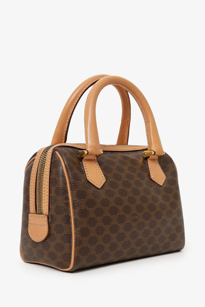 Celine Brown Vintage Mini Macadam Boston Bag