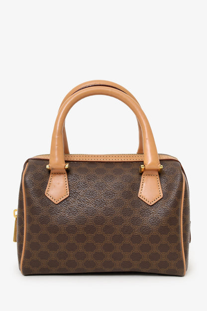 Celine Brown Vintage Mini Macadam Boston Bag