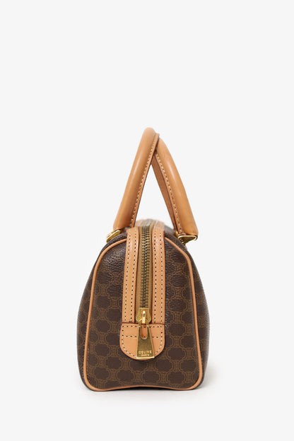 Celine Brown Vintage Mini Macadam Boston Bag