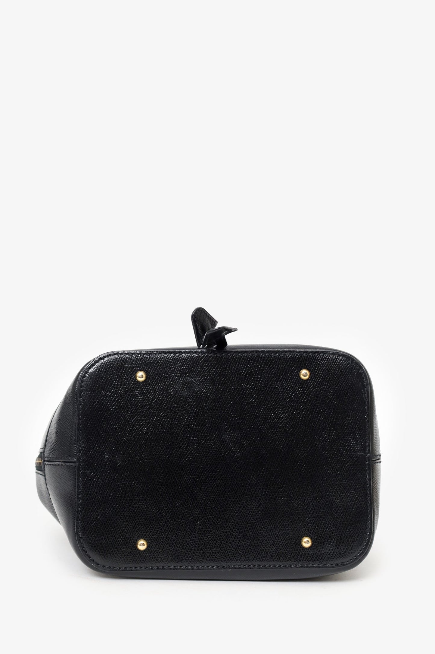 Celine Black Leather Plain Drawstring Bucket Bag