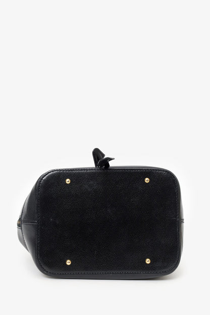 Celine Black Leather Plain Drawstring Bucket Bag