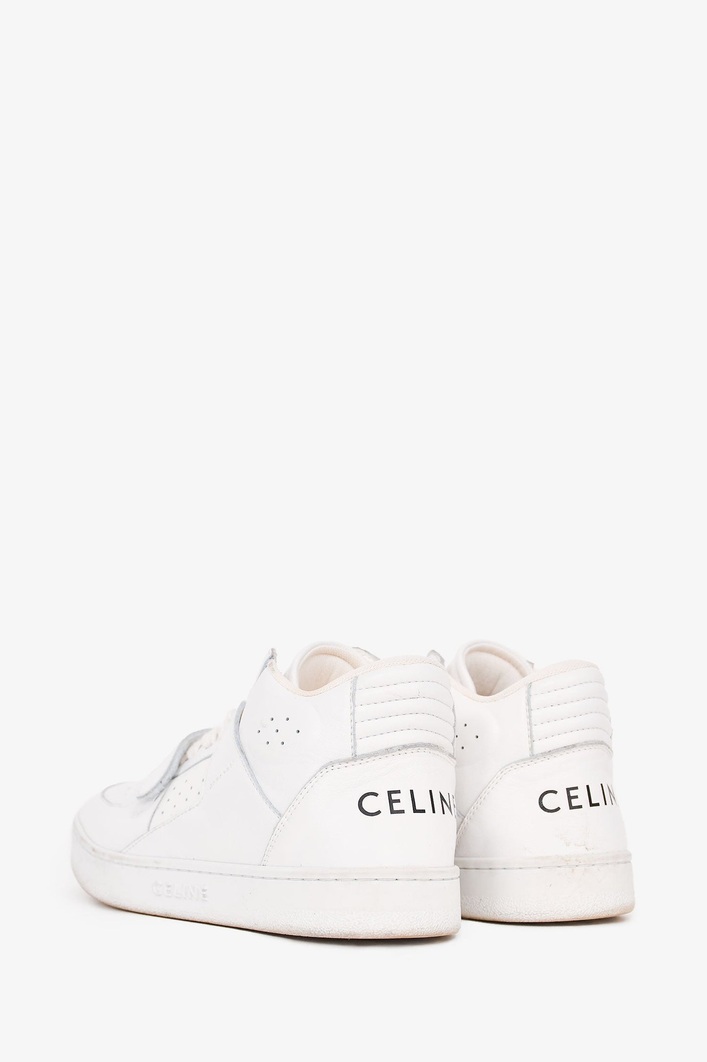 Celine White Leather High Top Sneakers Size 37