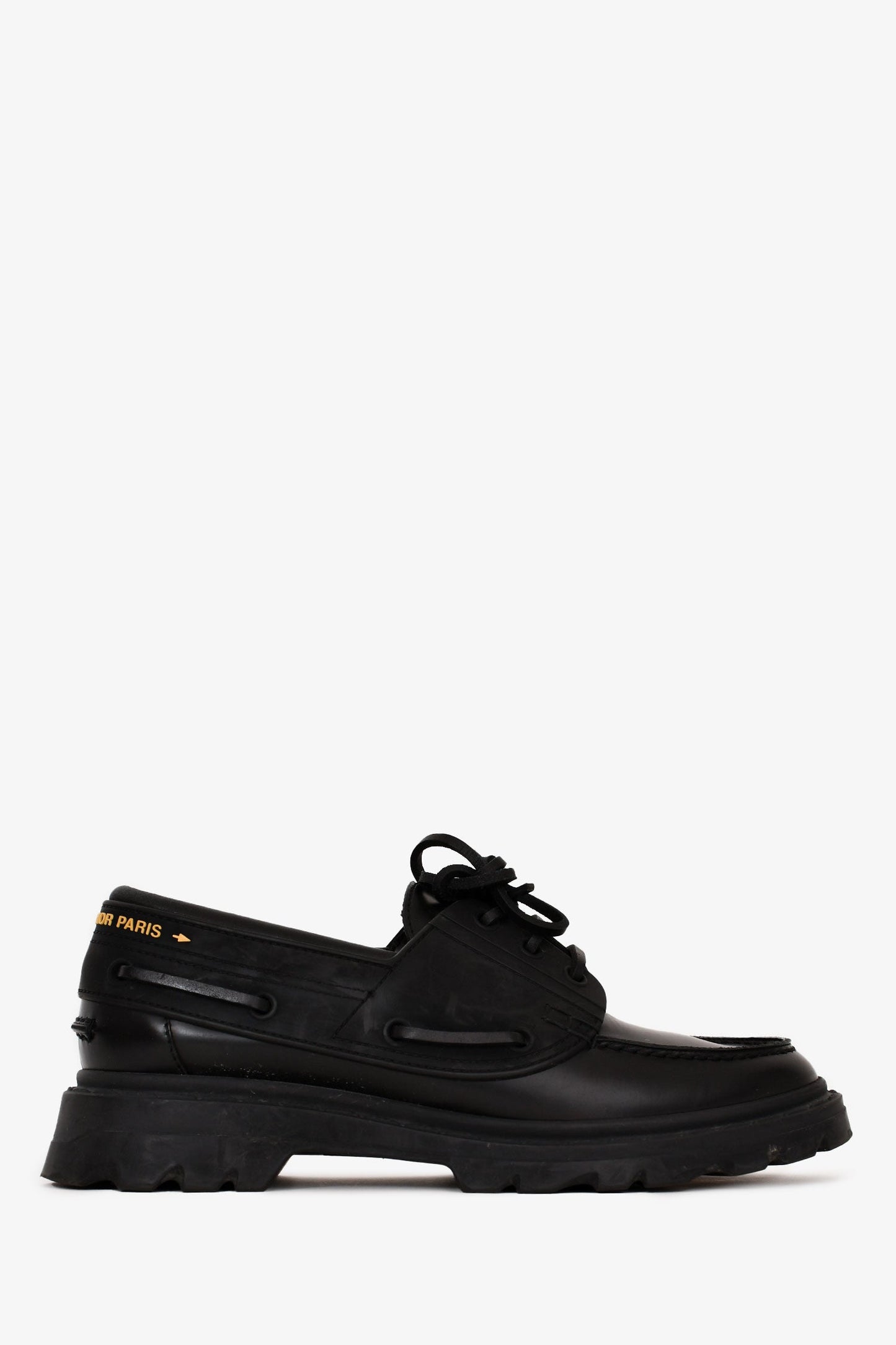 Christian Dior Black Leather Derby Boat Shoes Size 37