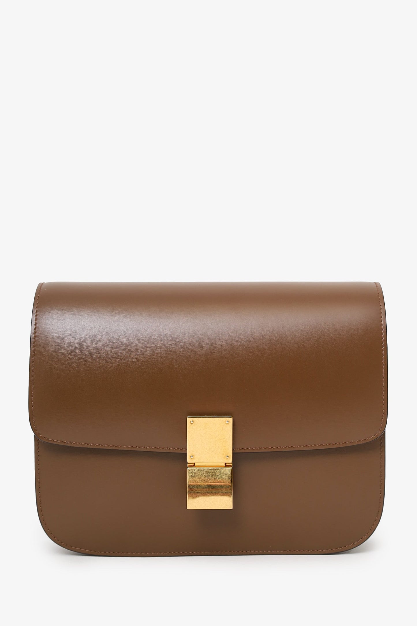 Celine Brown Leather Medium Classic Box Crossbody Bag