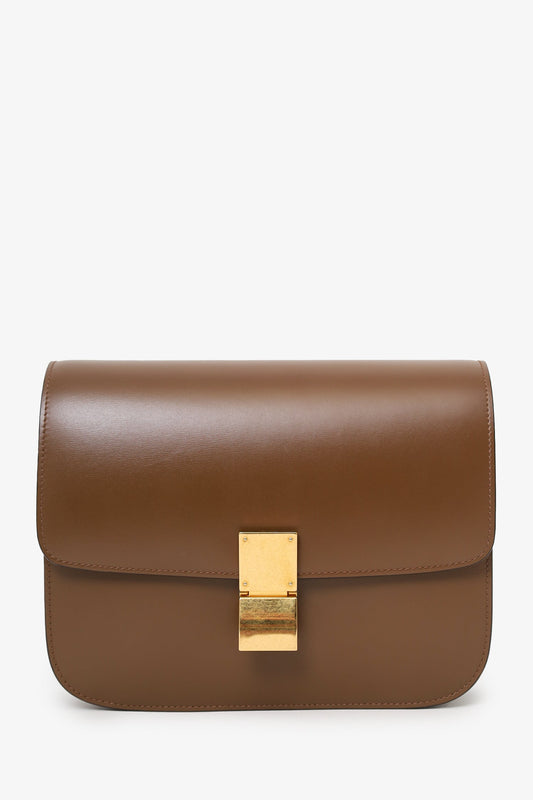 Celine Brown Leather Medium Classic Box Crossbody Bag