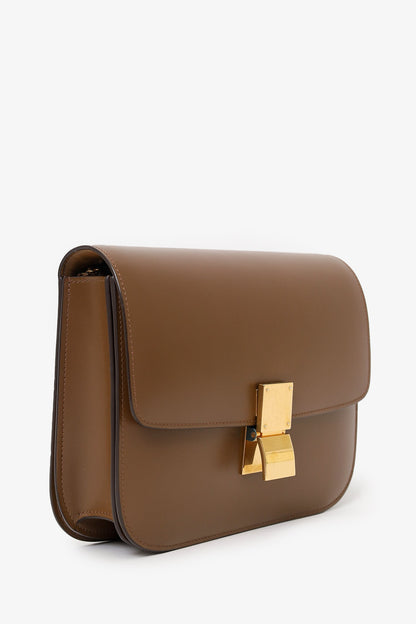 Celine Brown Leather Medium Classic Box Crossbody Bag