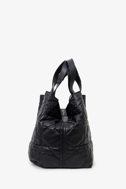 Christian Dior 2024 Black Macrocannage Calfskin Large Dior Toujours Bag With Pouch