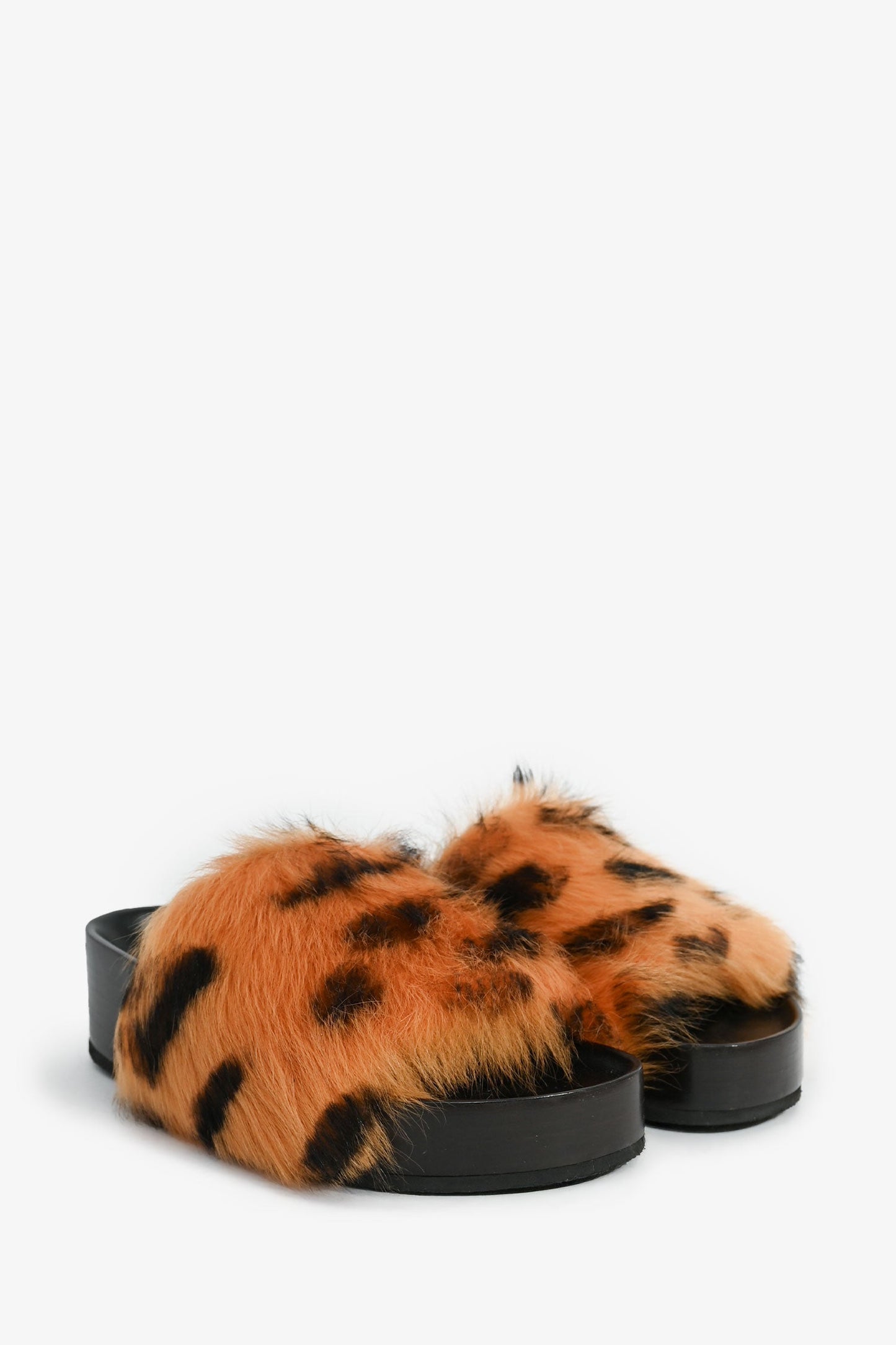 Celine Vintage Leopard Fur Slide Sandals Size 35