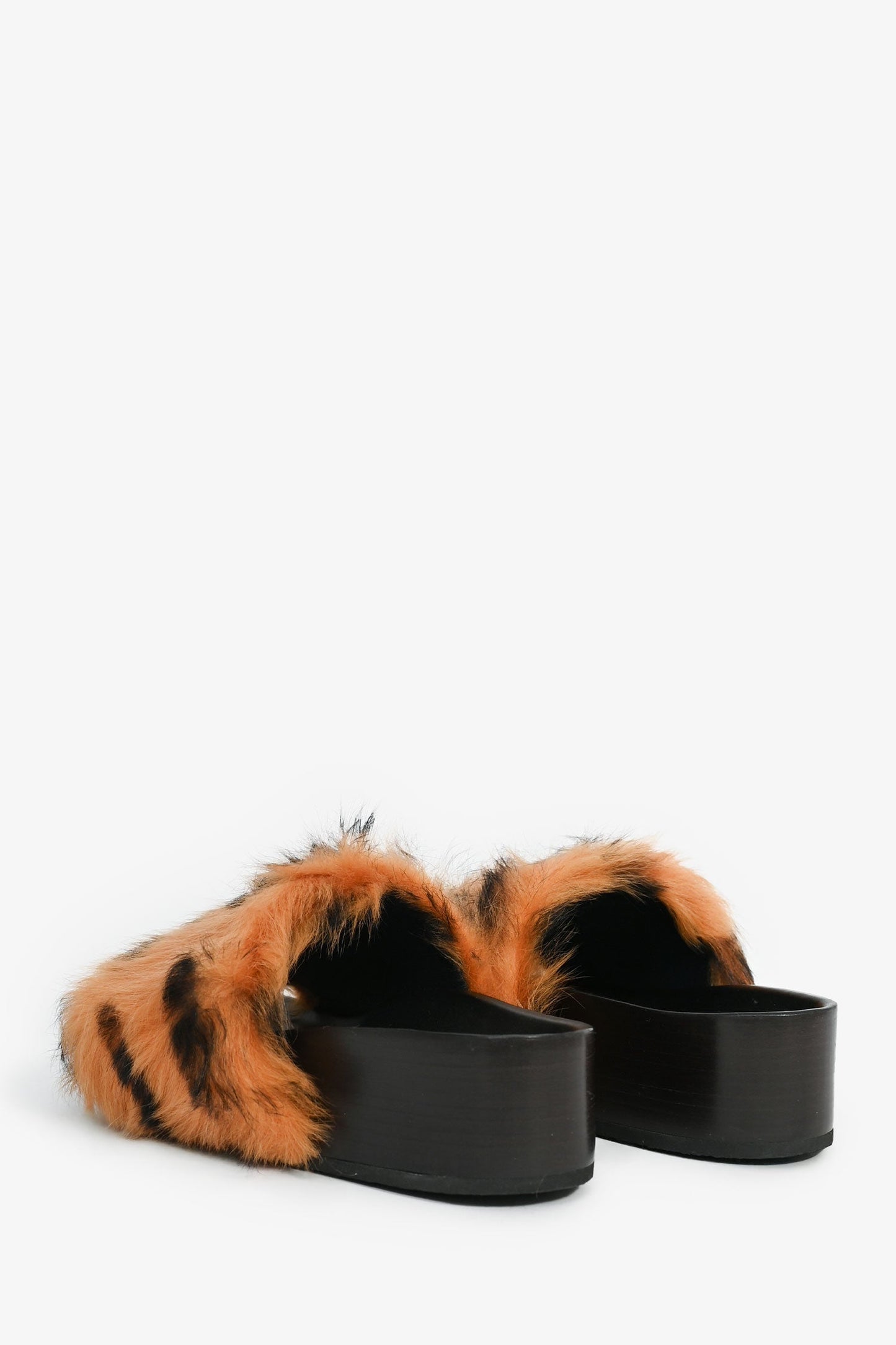 Celine Vintage Leopard Fur Slide Sandals Size 35