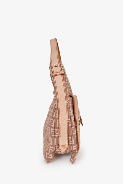 Fendi Beige/Pink Zucchino Canvas Sweet Hobo