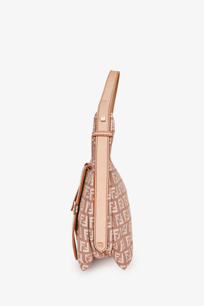 Fendi Beige/Pink Zucchino Canvas Sweet Hobo
