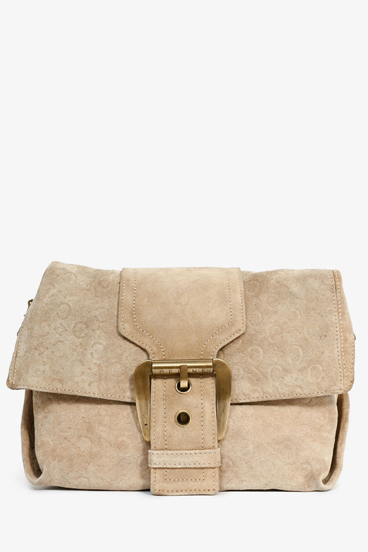 Celine Vintage Beige Suede C Macadam Messenger Bag