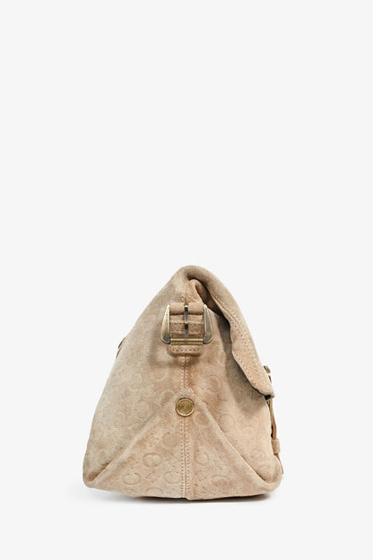 Celine Vintage Beige Suede C Macadam Messenger Bag