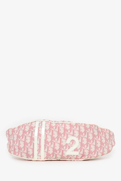 Christian Dior 2004 Rose Clair Logo Print Nylon No. 2 Girly Waist Belt Bag