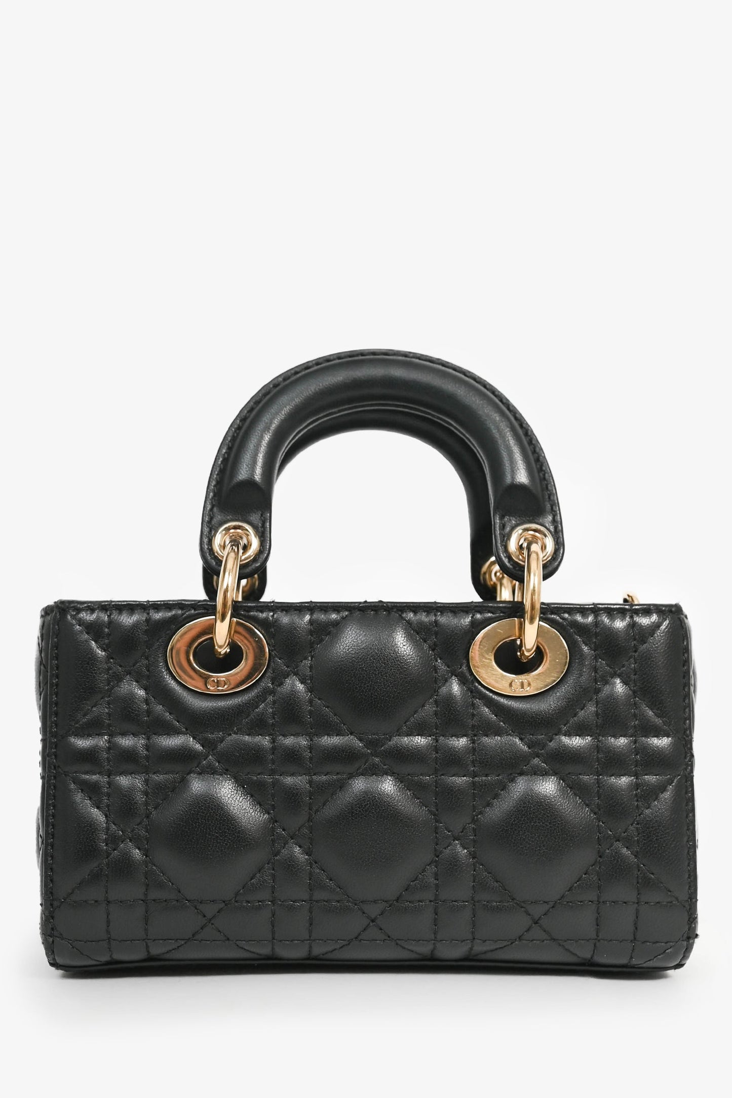 Christian Dior 2021 Black Cannage Leather Mini 'Lady D-Joy' Top Handle with Strap