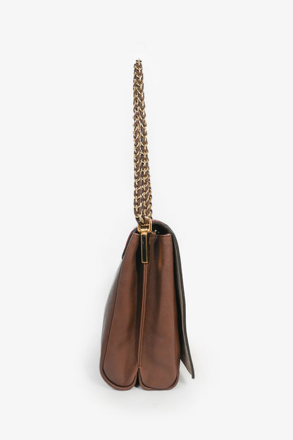Fendi Brown/Red Leather 'Claudia' Shoulder Bag (As Is)