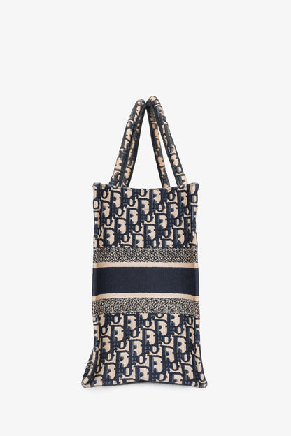 Christian Dior 2020 Navy Oblique Jacquard Small Book Tote (As Is)