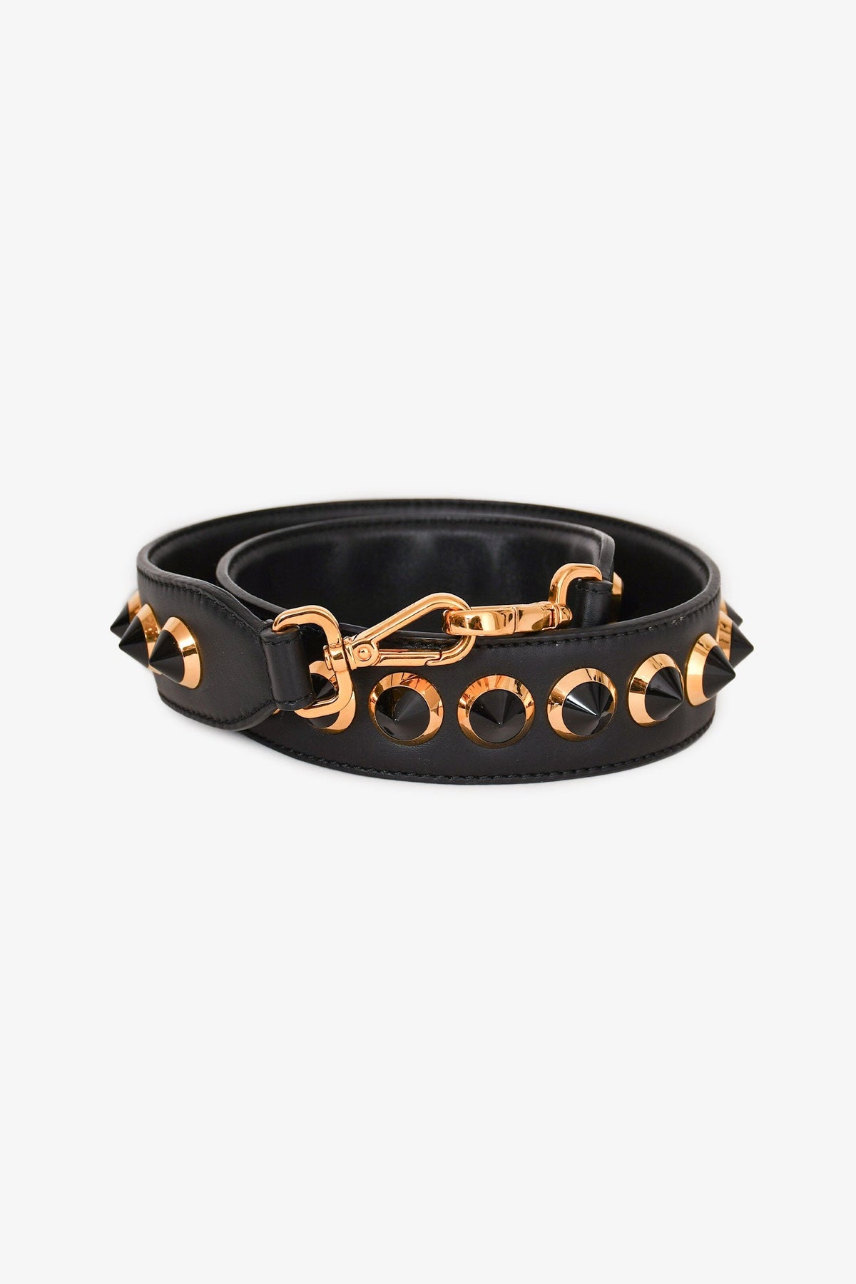 Fendi Black Leather Studded Bag Strap