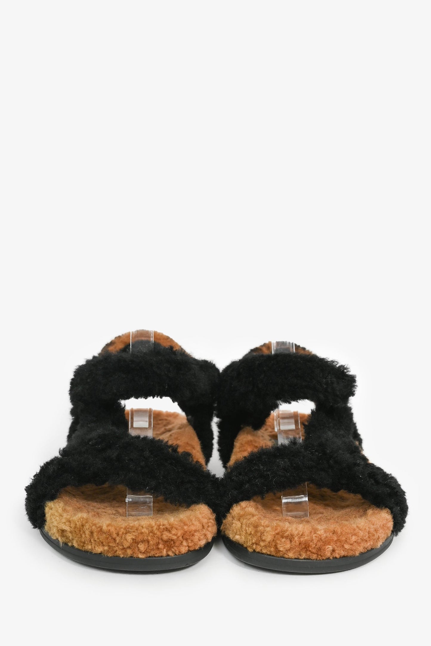 Fendi Vintage Black/Brown Fur Sandals Size 36