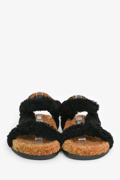 Fendi Vintage Black/Brown Fur Sandals Size 36