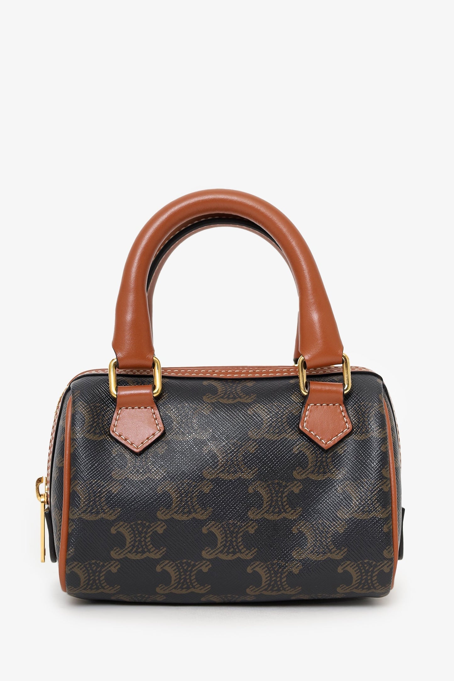 Celine Triomphe Canvas/Calfskin Mini Boston Bag With Strap