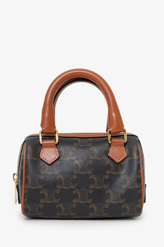 Celine Triomphe Canvas/Calfskin Mini Boston Bag With Strap