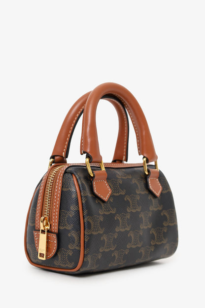 Celine Triomphe Canvas/Calfskin Mini Boston Bag With Strap