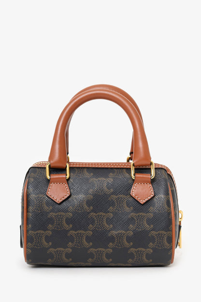 Celine Triomphe Canvas/Calfskin Mini Boston Bag With Strap