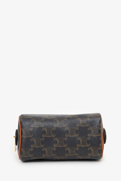 Celine Triomphe Canvas/Calfskin Mini Boston Bag With Strap