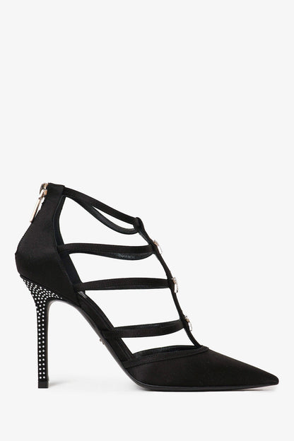 Christian Dior Black Suede Crystal Star Pointed Heels Size 36.5