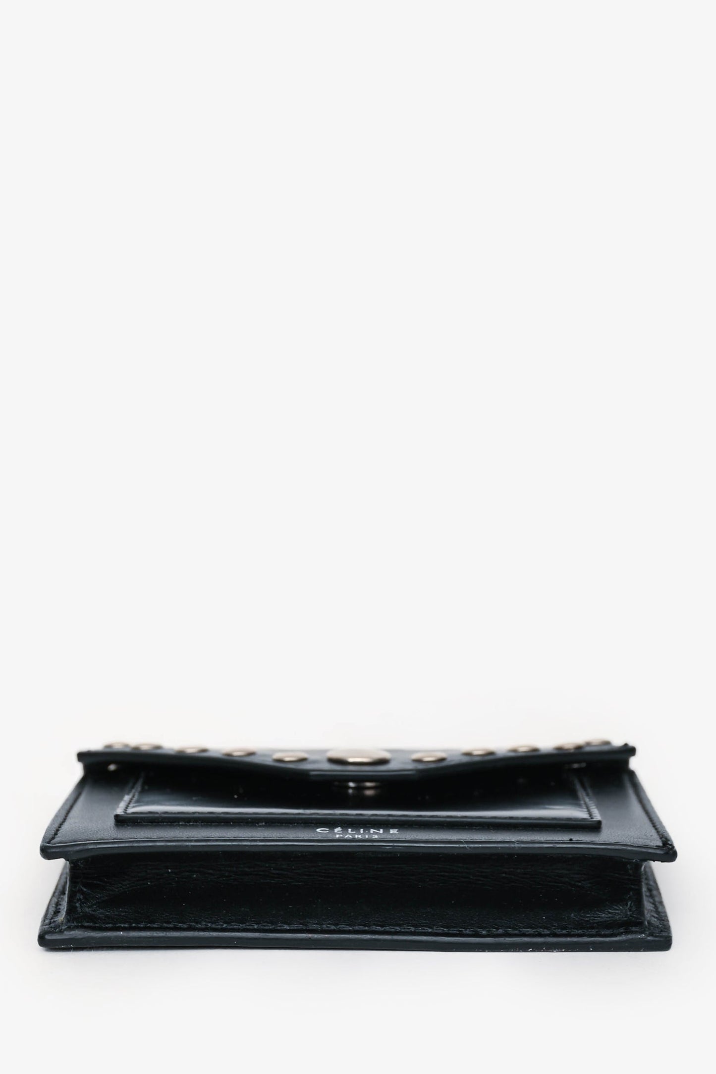 Celine Black Leather Silver Stud Cardholder