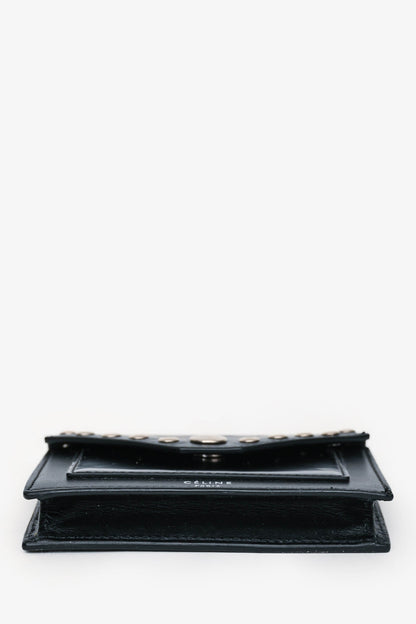Celine Black Leather Silver Stud Cardholder