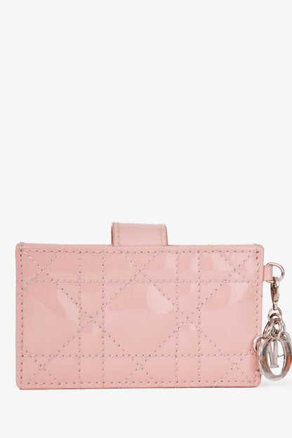 Christian Dior 2019 Pink Patent Leather Lady Dior Jasmine Card Holder