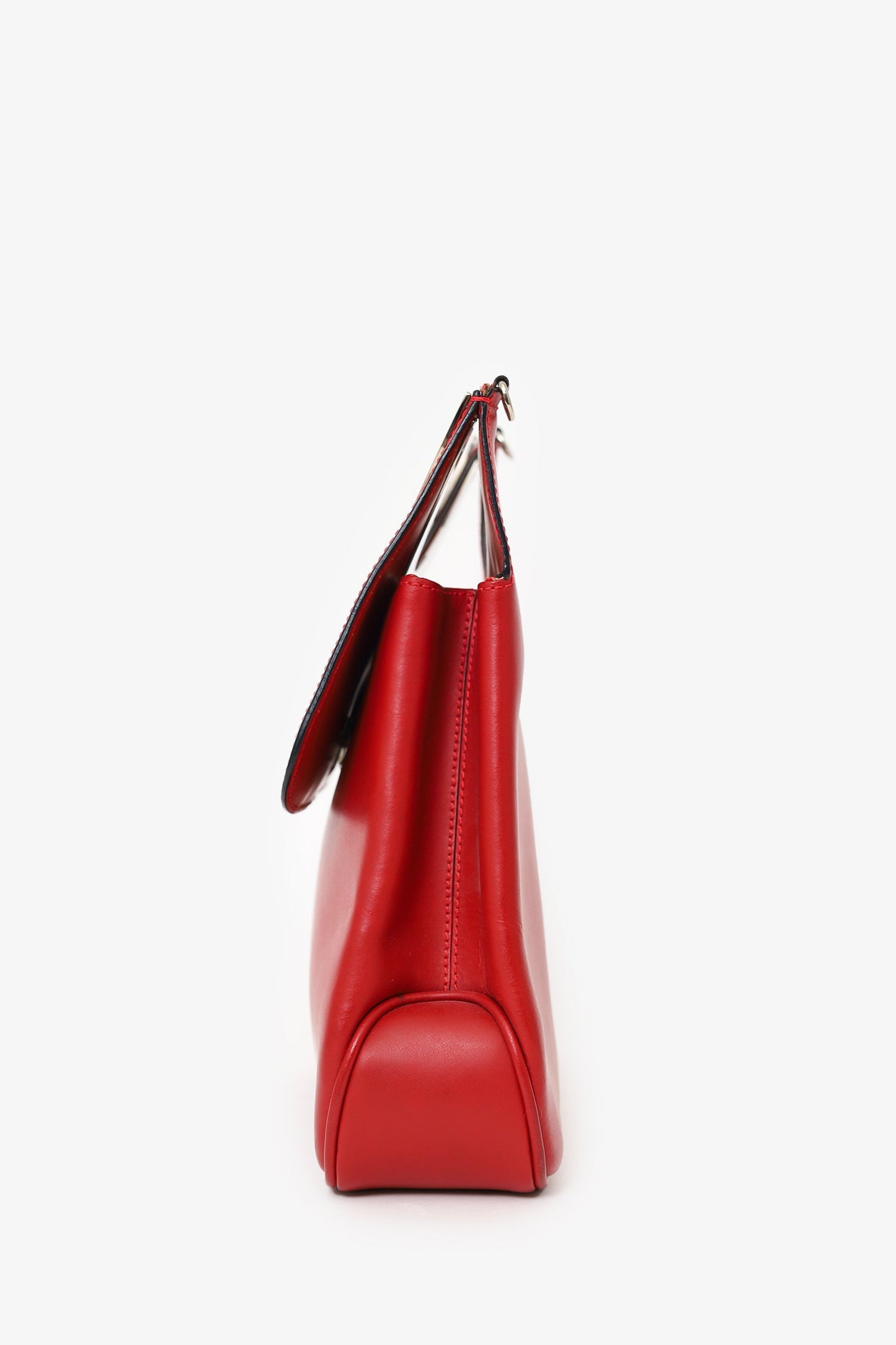 Celine Red Leather Circle Flap Crossbody Bag