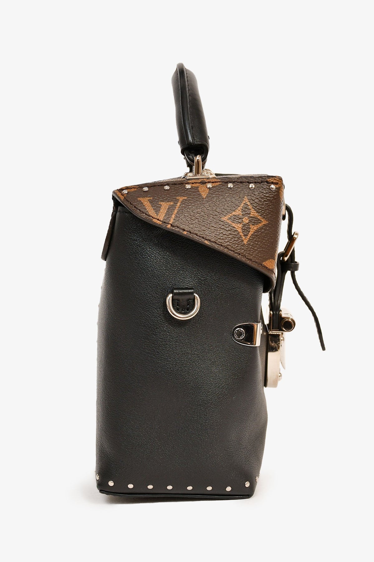 Louis Vuitton Black Leather Monogram 'Camera Box' Top Handle with Strap