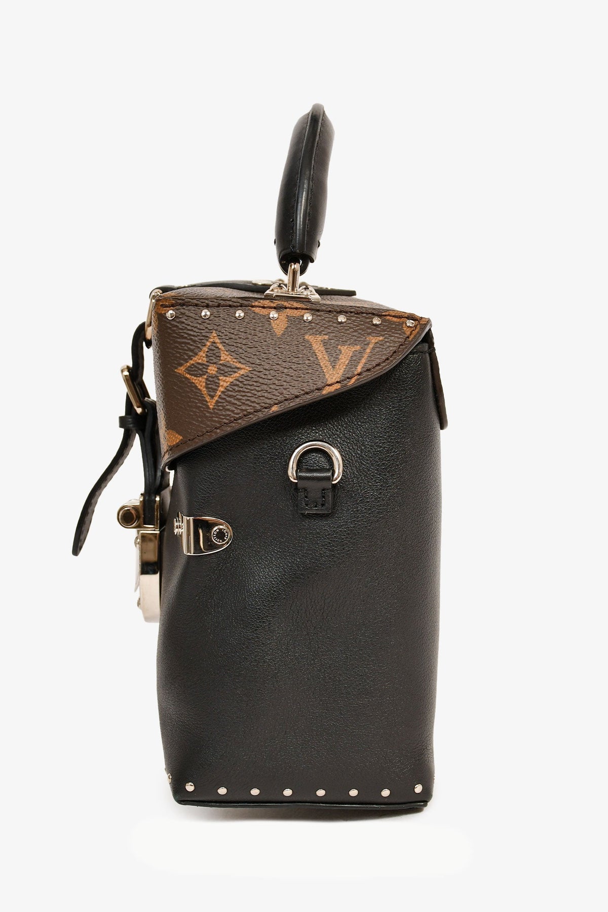 Louis Vuitton Black Leather Monogram 'Camera Box' Top Handle with Strap