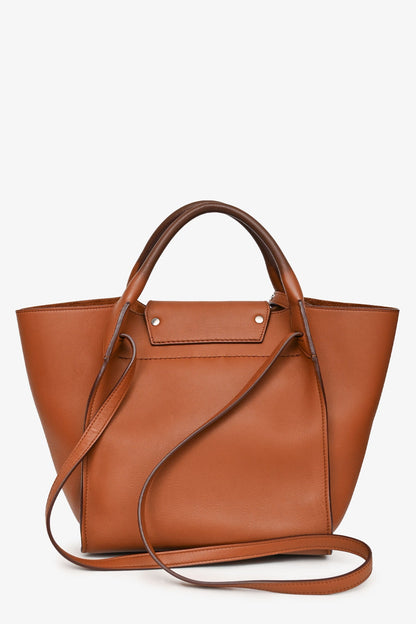 Celine Brown Leather Small Big Bag with Strap