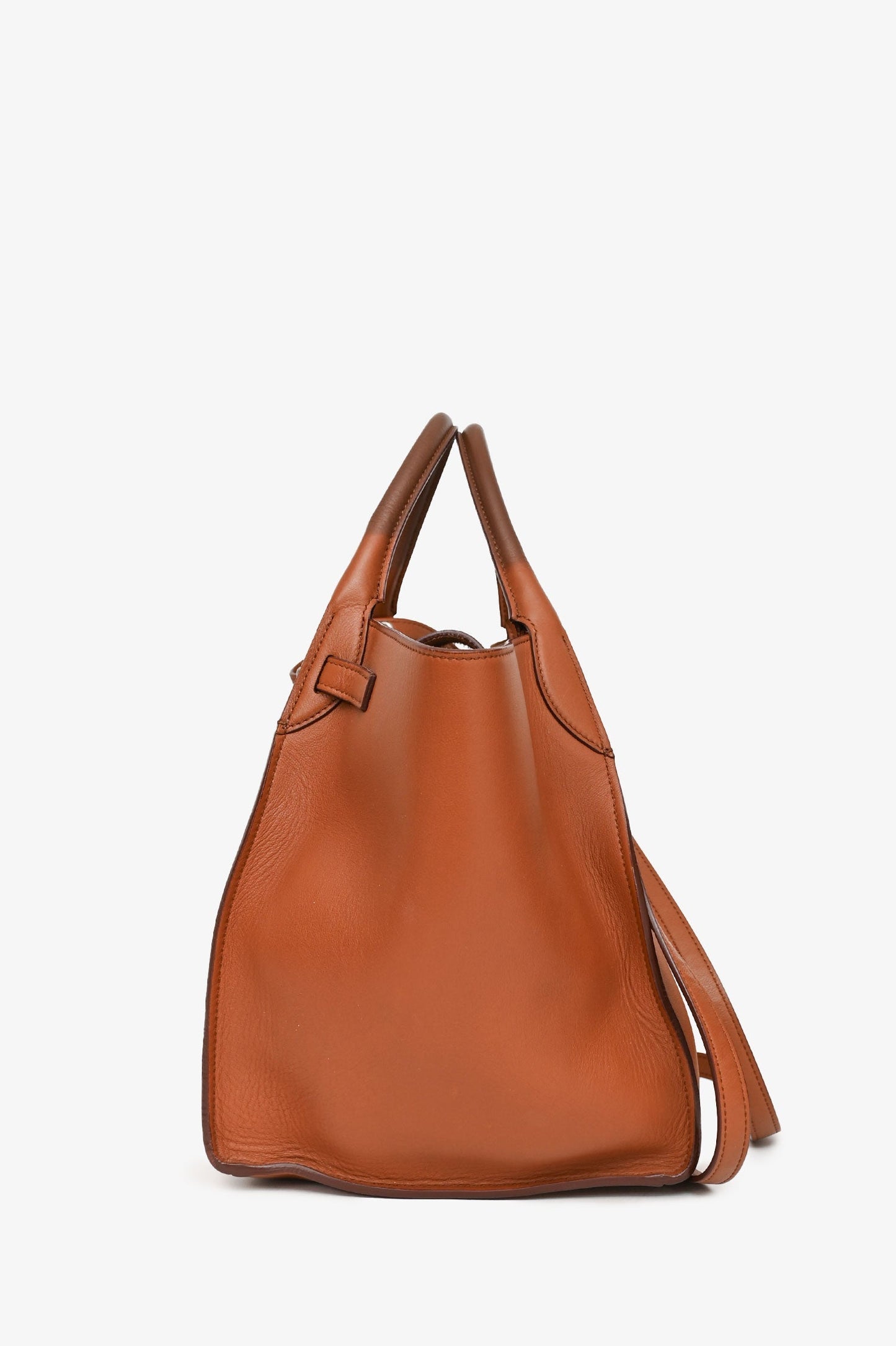 Celine Brown Leather Small Big Bag with Strap