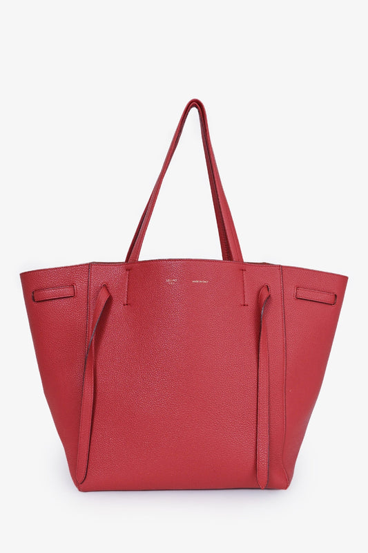 Celine Red Leather Small Phantom Cabas Tote