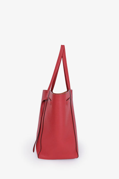 Celine Red Leather Small Phantom Cabas Tote