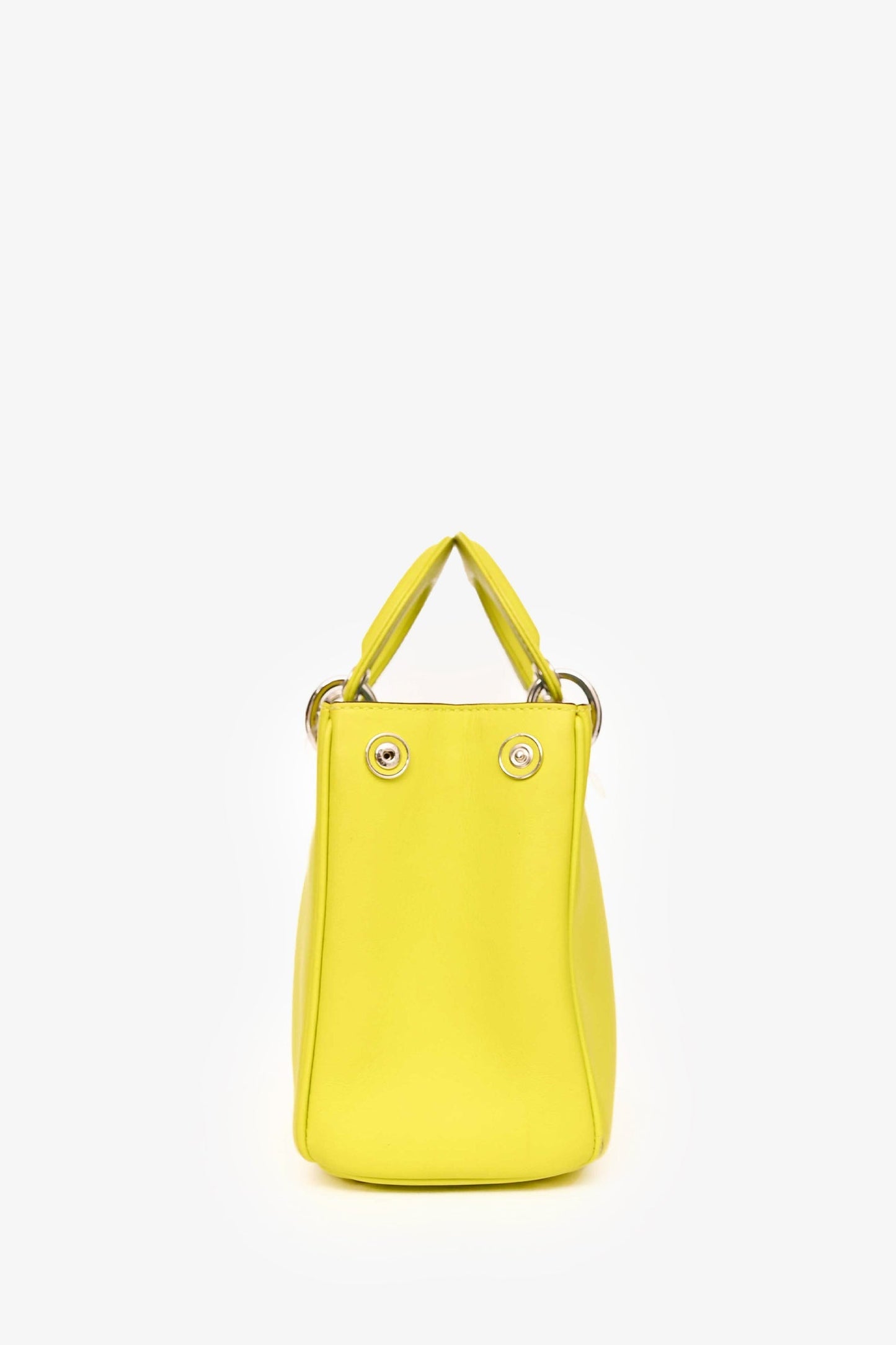 Christian Dior Neon Green Leather Small Diorissimo Top Handle with Strap