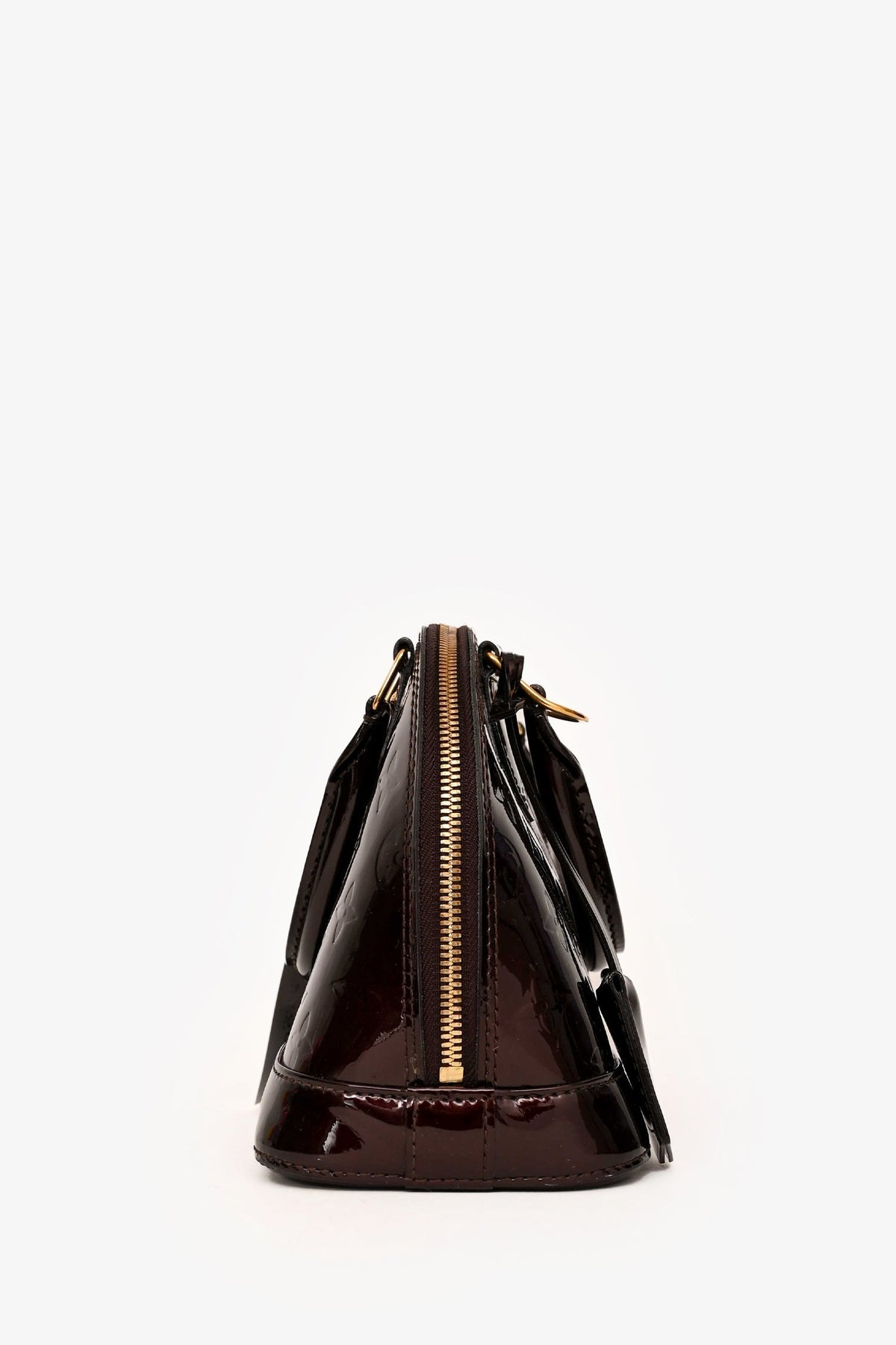 Louis Vuitton Burgundy Patent Monogram "Alma' BB Top Handle with Strap