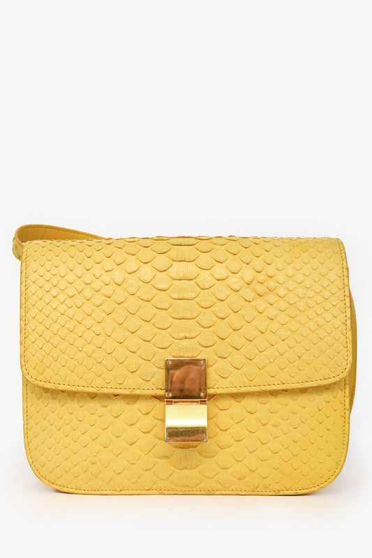 Celine Yellow Python Medium Crossbody Bag (As Is)