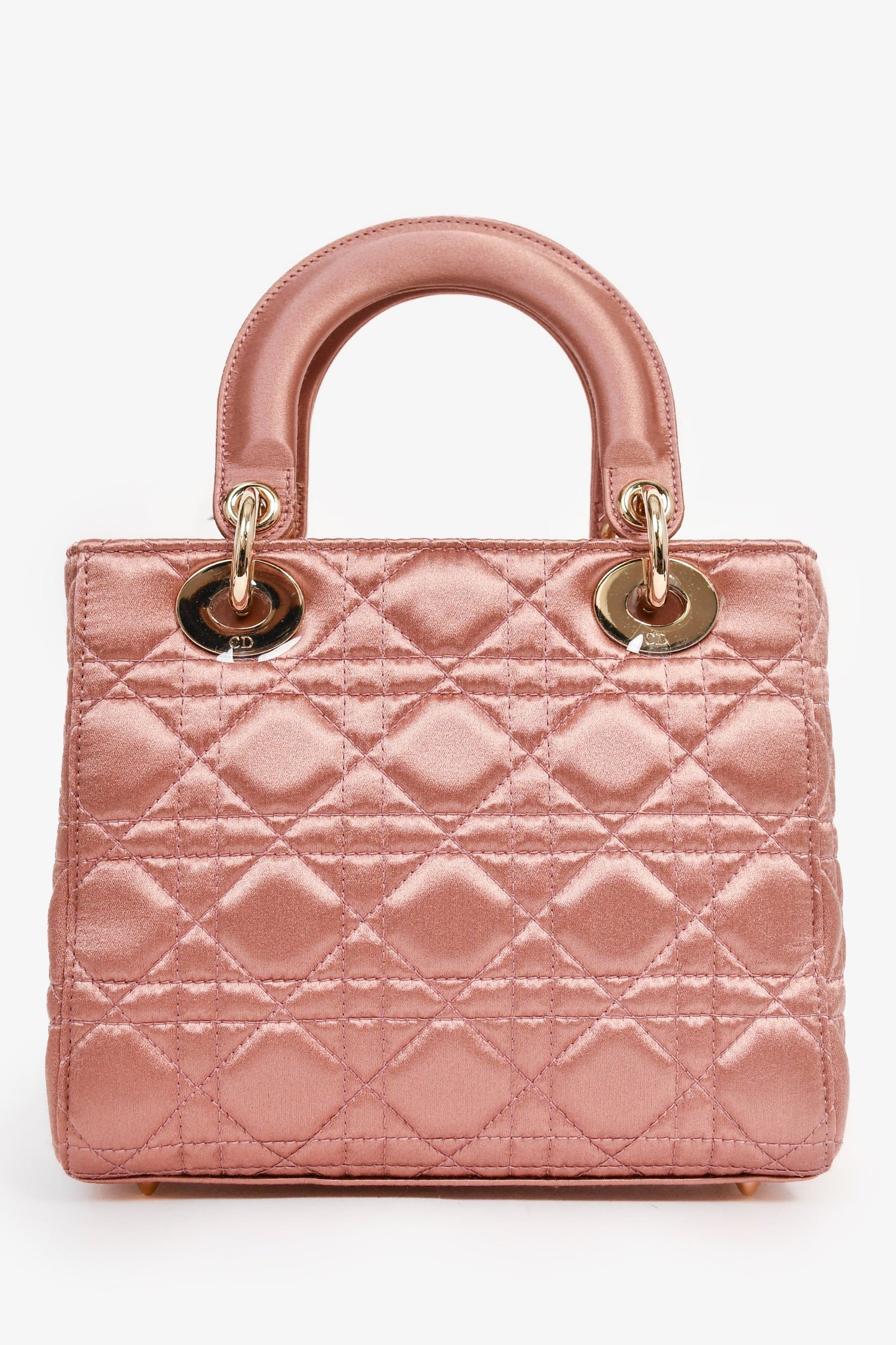 Christian Dior 2019 Pink Satin Small 'Lady Dior' Top Handle with Strap