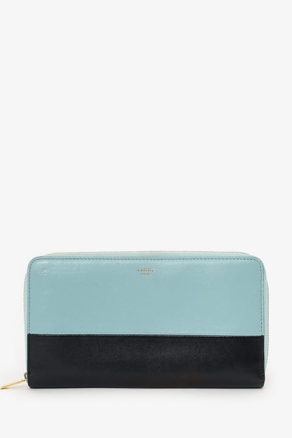 Celine Blue/Black Leather Continental Wallet (As Is)