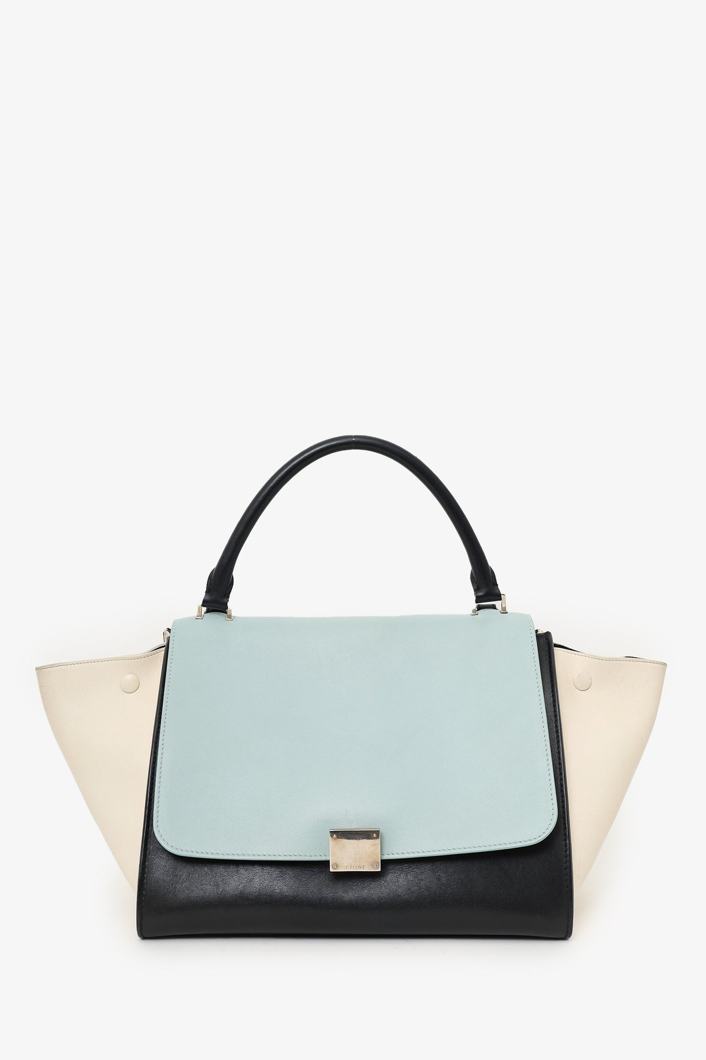 Celine Blue/Green Leather Small Trapeze Bag with Strap