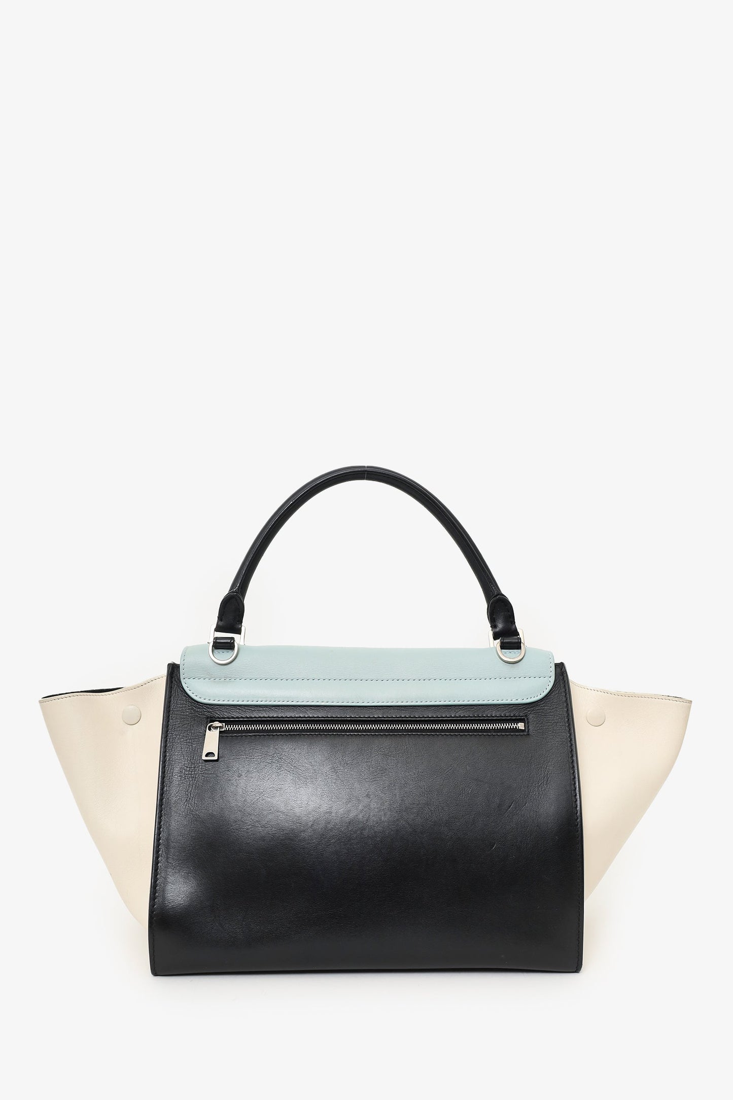 Celine Blue/Green Leather Small Trapeze Bag with Strap